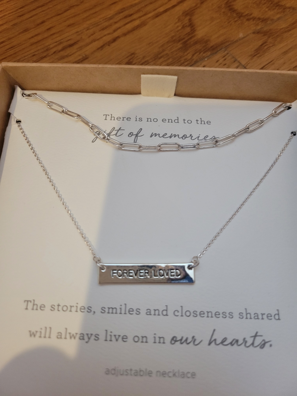 Demdaco Silver 'Forever Loved' Double-Layer Bar Necklace NWT Gift Ready.
